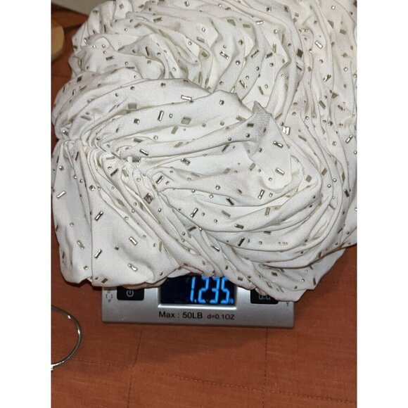 Alberto Makali intage Y2K White Strapless Rhinestone Ruched Cocktail Dress Wome - Picture 6 of 6